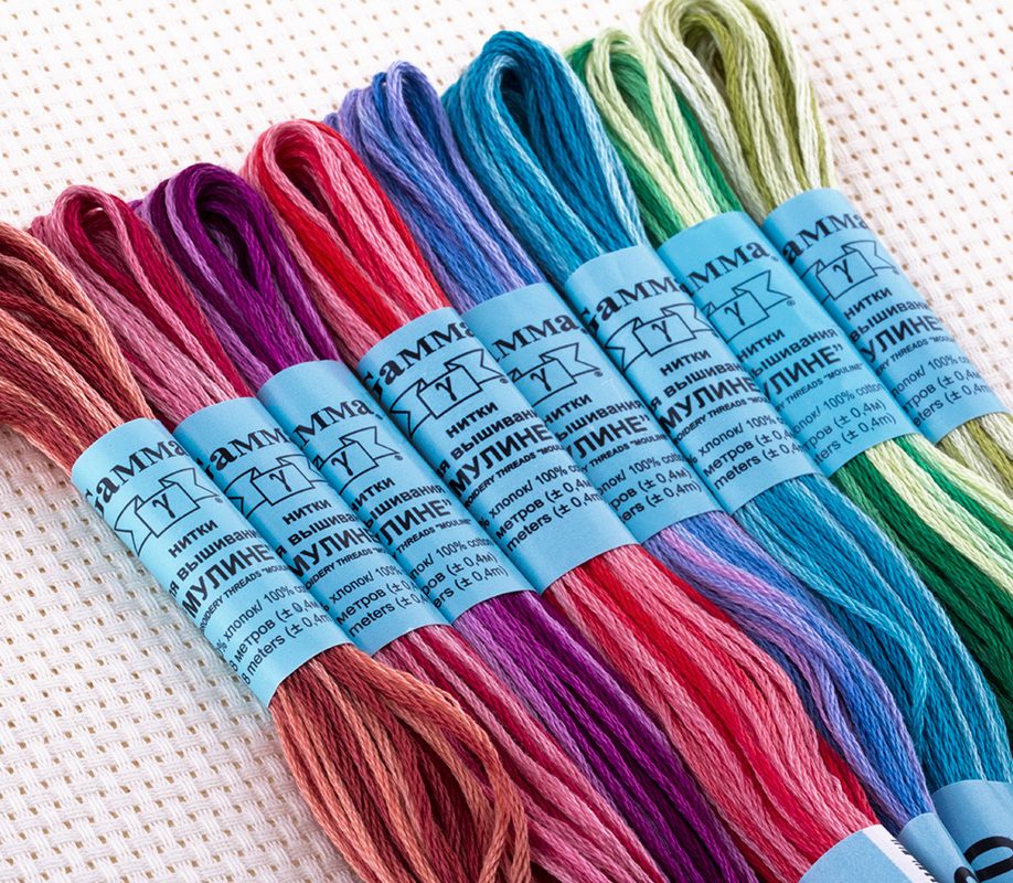 Нитки для вышивания "Gamma" мулине меланж 100% хлопок  8 м