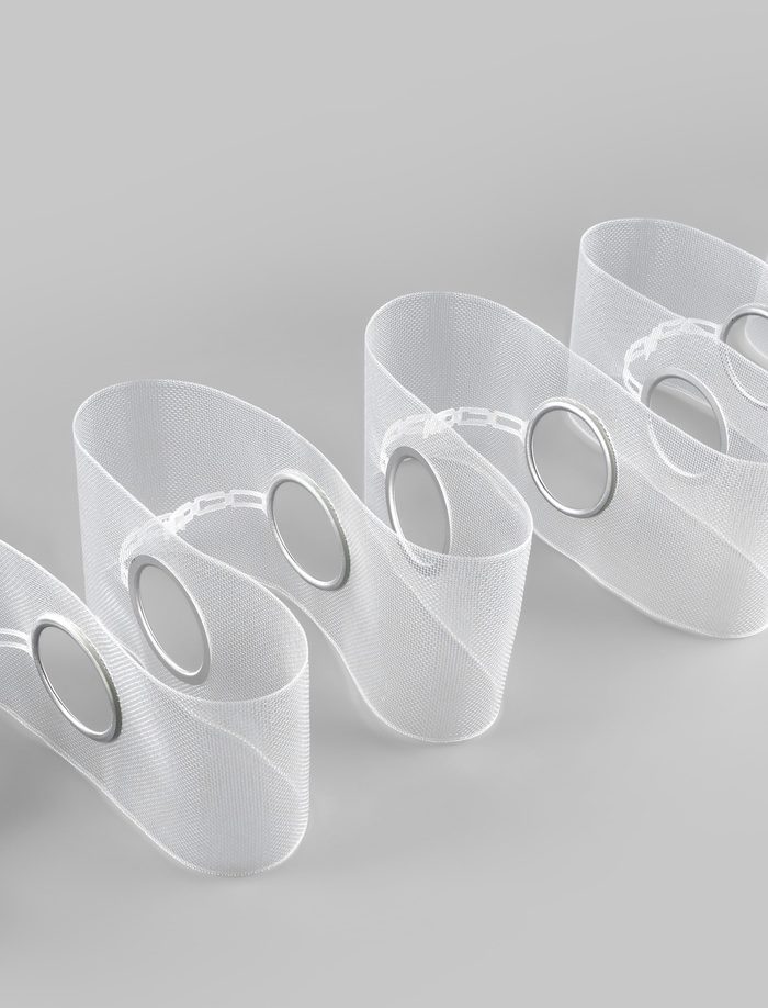 Шторная лента с люверсами для драпировки.